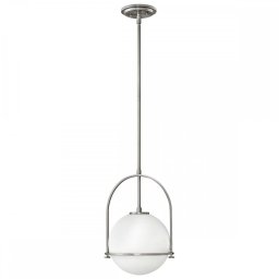 Pendul Somerset QN-SOMERSET-P-O-BN, 1xE27, H:min 50,3 cm - max 129,4 cm, D:28,9 cm, metal nichel, sticlă opal