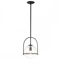 Pendul Somerset QN-SOMERSET-P-C-BK, 1xE27, H:min 50,3 cm - max 129,4 cm, D:28,9 cm, metal negru, sticlă transparentă