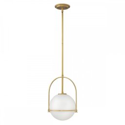 Pendul Somerset QN-SOMERSET-P-O-HB, 1xE27, H:min 50,3 cm - max 129,4 cm, D:28,9 cm, metal alamă, sticlă opal