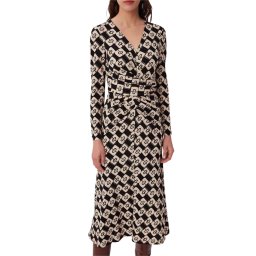 DIANE VON FURSTENBERG Rochie Dvf Timmy Midi Dress DVFDL3Q017PYCKB B2384 paisley chainlink black
