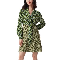 DIANE VON FURSTENBERG Rochie Dvf Alcina Dress DVFDL3Q018MSTGK B2368 mid/sm tile geo khaki