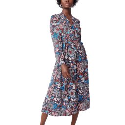 DIANE VON FURSTENBERG Rochie Dvf Erica L/S Dress DVFDL3Q002FLPWP B2362 floral patch wine pink
