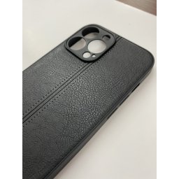 Husa Iphone 13 Pro Max Silicon Black Leather