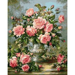 Set pictura pe numere, cu sasiu, Buchet de trandafiri, 50x65 cm