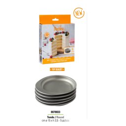Tava Coacere Blat Tort Rotund O 15 x H 3.5 cm, Aluminiu Anodizat, Set 5 buc
