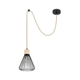Lustră pe cablu FARFALLE 1xE27/40W/230V neagră/fag Rabalux 3148
