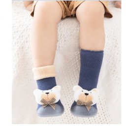 Mocasini cu talpa antiderapanta - White teddy