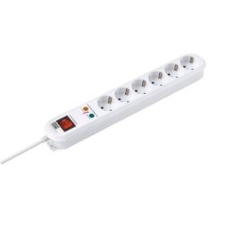Prelungitor SMART 6 prize, cu protectie copii, intrerupator basculant bipolar iluminat, IP20, H05VV-F 3G1,5mm², 1.5m, Alb