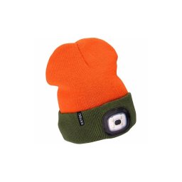 Extol - Căciulă cu lanternă frontală și încărcare USB, 300 mAh, neon portocaliu/verde, mărime UNI