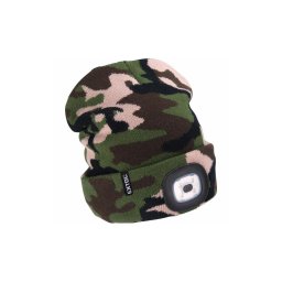Extol - Căciulă cu lanternă frontală și încărcare USB, 300 mAh, model camuflaj, mărime UNI