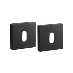 Pereche de rozete patrate 50x50 cu orificiu pentru cheie, negru mat, THIRARD