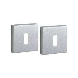 Pereche de rozete patrate 50x50 cu orificiu pentru cheie, crom satinat, THIRARD