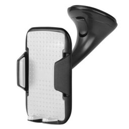 Suport universal auto pentru telefoane, fixare cu ventuza, antiderapanta, Alb/Negru