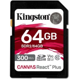 Card memorie Kingston Canvas React Plus 64GB SDXC Memory Card (Black, UHS-II U3, Class 10, V90)