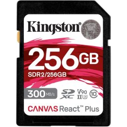 Card memorie Kingston Canvas React Plus 256GB SDXC Memory Card (Black, UHS-II U3, Class 10, V90)