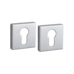 Pereche de rozete patrate 50x50 cu profil de cilindru, finisaj crom satinat, THIRARD