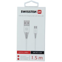 Cablu de date SWISSTEN USB / microUSB 1,5 m - white