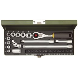 Trusa de biti si chei tubulare pentru ingineri 1/4", 32 buc