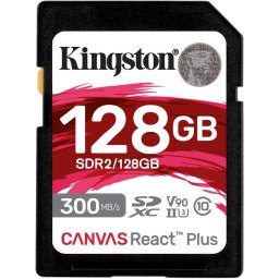 Card memorie Kingston Canvas React Plus 128GB SDXC Memory Card (black, UHS-II U3, Class 10, V90)