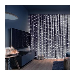 Perdea LED de Crăciun Brilagi 300xLED/8 funcții/3xAA/USB 1,2m alb rece