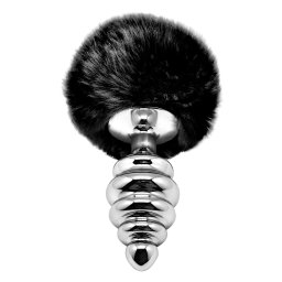 Alive Metal Anal Fluffly Twist Plug L Black