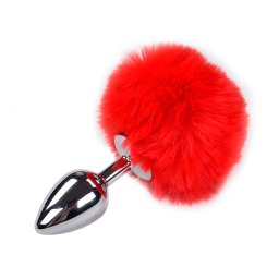 Alive Metal Anal Fluffly Plug M Red