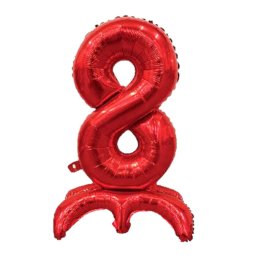 Balon folie cifra 8 rosu Stand Up 80 cm