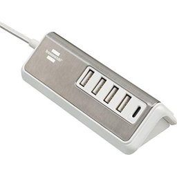 Prelungitor Estilo, 4xUSB-A 4.2A, 1xUSB-C PD 20W, 1.5m, Argintiu/Alb