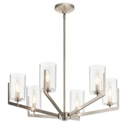 Lustra Nye QN-NYE6-CLP, 6X40W E14, H:min 37,1 cm - max 123,7 cm, D:71,1 cm, metal nichel