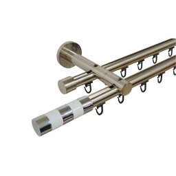 Galerie dubla PRINDERE PERETE suport universal TEAVA PROFIL -CILINDRU ALB /19 -INOX