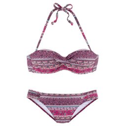 s.Oliver Costum de baie două piese bej / verde petrol / roz zmeură / roz deschis / alb perlat