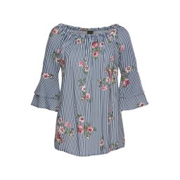 LASCANA Bluză verde / roz / alb