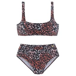 BUFFALO Costum de baie două piese verde mentă / portocaliu piersică / portocaliu somon / negru