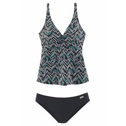 LASCANA Costum de baie Tankini negru / alb