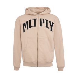 Multiply Apparel Hanorac 'Embroidery' bej deschis / negru / alb