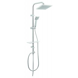 Set bara dus cu suport culisant, dus fix, para dus mobila si polita Squerto Lux, crom