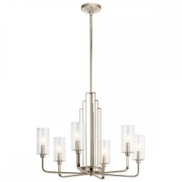 Lustra Kimrose QN-KIMROSE6-PN, 6X40W E14, H:min 63,1 cm - max 169,8 cm, D:68,6 cm, metal nichel
