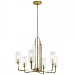 Lustra Kimrose QN-KIMROSE6-BNB, 6X40W E14, H:min 63,1 cm - max 169,8 cm, D:68,6 cm, metal alamă