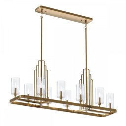 Candelabru Kimrose QN-KIMROSE10-BNB, 10X40W E14, H:min 55,8 cm - max 162,5 cm, L:113,7 cm, metal alamă