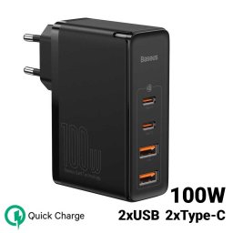 Incarcator de retea GaN2 Pro Quick Charge Black (2 x Type-C, 2 x USB, 100W)