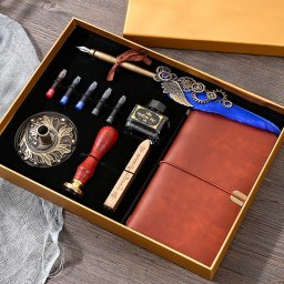 Caligrafie Deluxe Set Vintage Feather si Agenda Desk