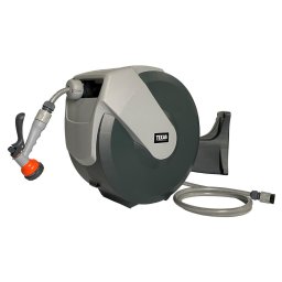 Furtun cu tambur, 30m, retractabil, mobil, 1/2", dispozitiv stropit inclus, max 8bar, accesorii fixare