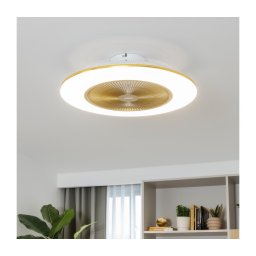 Plafonieră LED dimabilă cu ventilator Brilagi AURA LED/38W/230V auriu + telecomandă