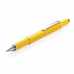 Pix multifunctional 5-in-1, cu ruleta 7 cm, Everestus, 20IAN1289, Galben, Aluminiu