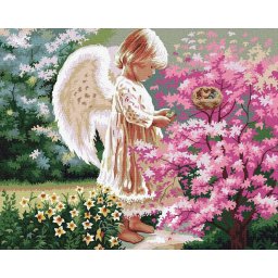 Set pictura pe numere, cu sasiu, Inger, 40x50 cm