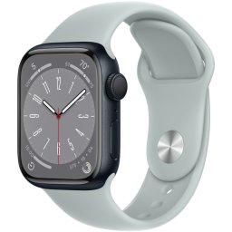 Ceas Smartwatch Apple Watch Series 8, GPS, 41mm Midnight Aluminium Case, Succulent Sport Band