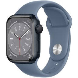 Ceas Smartwatch Apple Watch Series 8, GPS, 41mm Midnight Aluminium Case, Slate Blue Sport Band