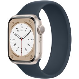 Ceas Smartwatch Apple Watch Series 8, GPS, 41mm Starlight Aluminium Case, Storm Blue Solo Loop