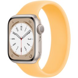 Ceas Smartwatch Apple Watch Series 8, GPS, 45mm Starlight Aluminium Case, Sunglow Solo Loop