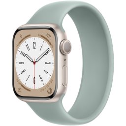 Ceas Smartwatch Apple Watch Series 8, GPS, 45mm Starlight Aluminium Case, Succulent Solo Loop